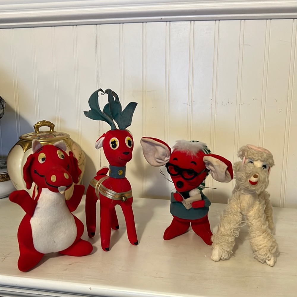 4 vintage Dream pets reindeer mouse poodle dinosaur Christmas